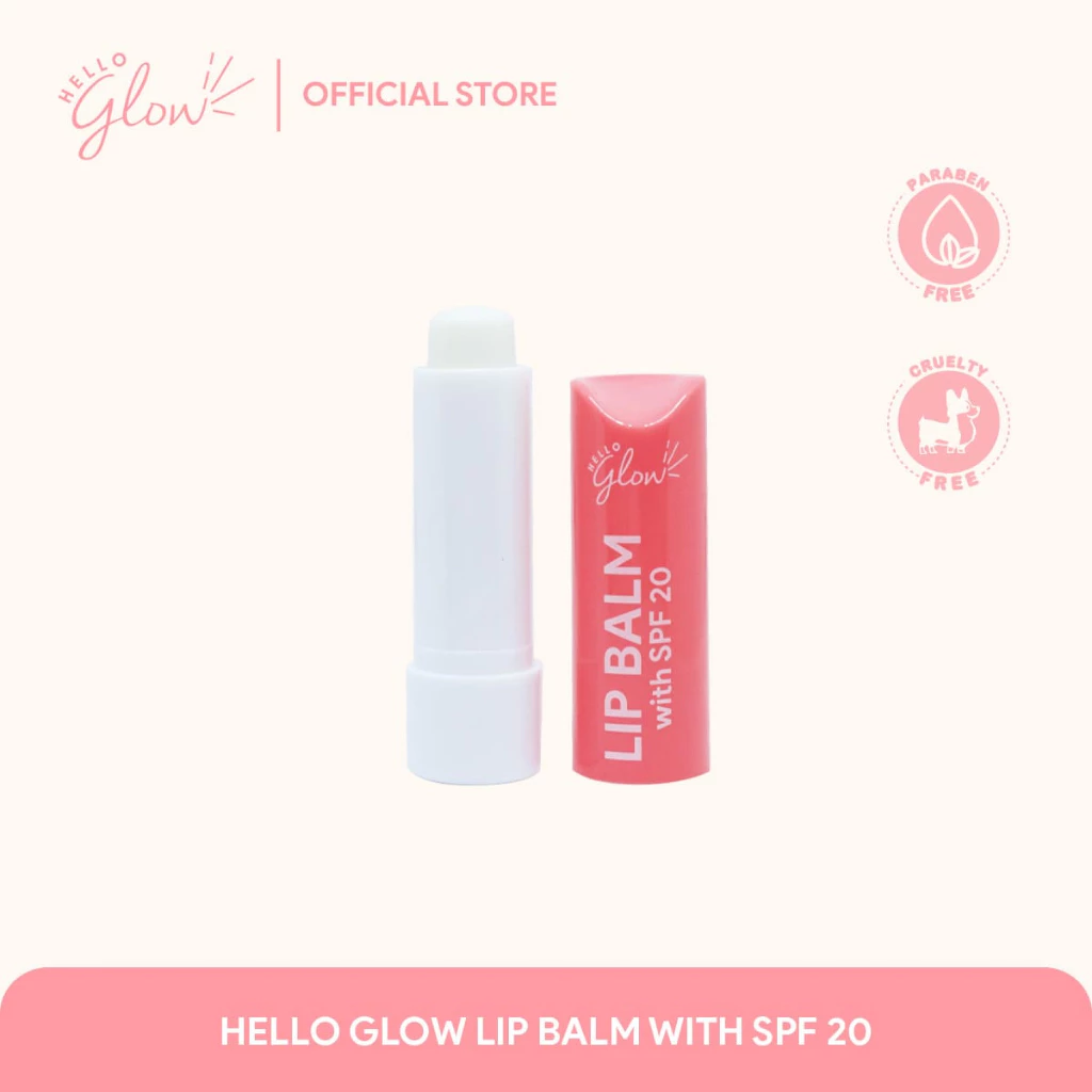 This a picture of the Hello Glow SPF 20 lip balm, it has a smooth glossy finish and the balm inside has glides onto your lips smoothly and has a moisturizing feel.